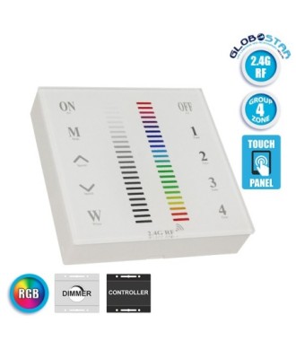 Ασύρματο LED RGB Χειριστήριο Αφής και Τοίχου 2.4G RF Έως και 4 Διαφορετικά Groups DC GloboStar 73417